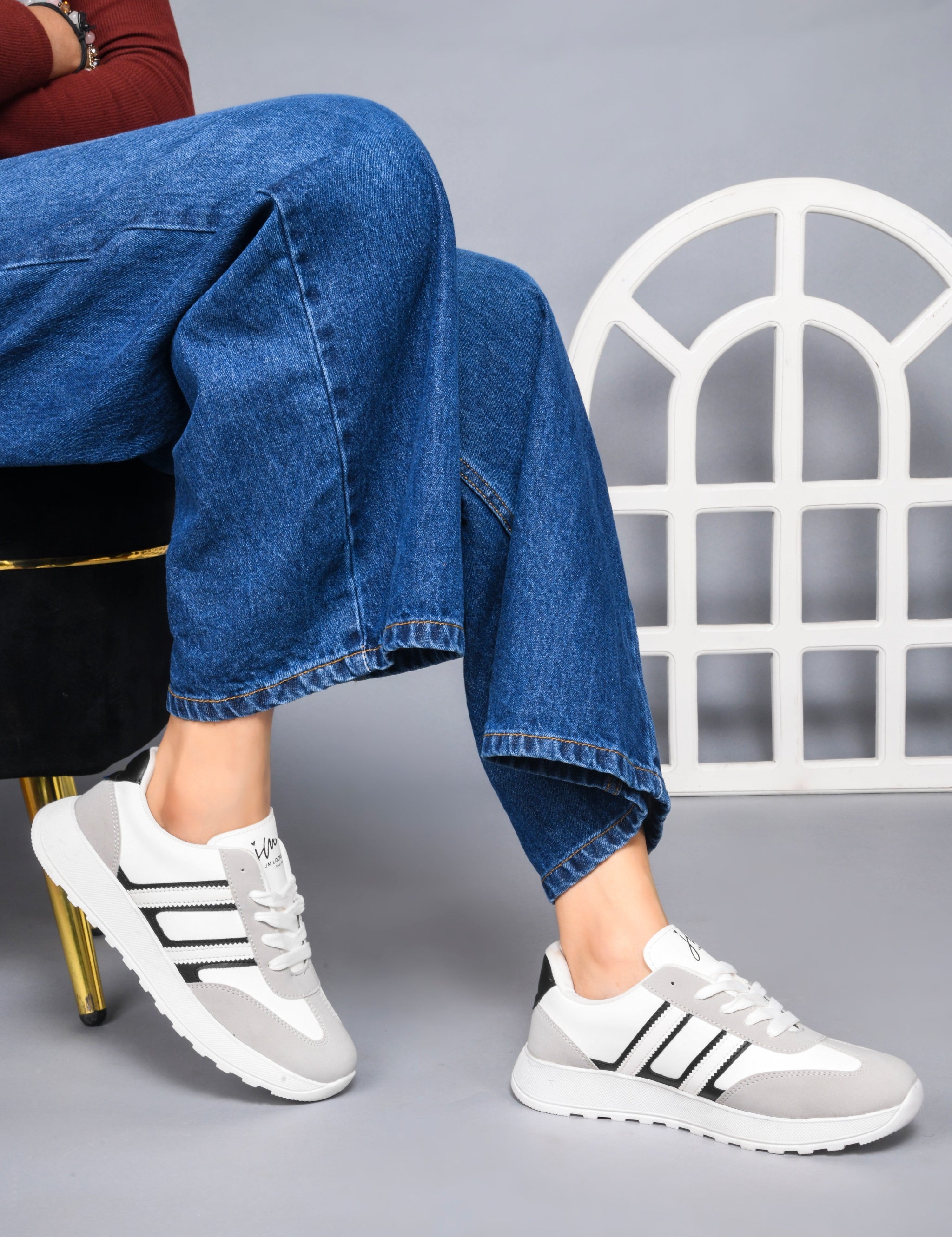 The Urban Stripe Classic Breathable Sneaker with Round Toe & Lace-Up Closure