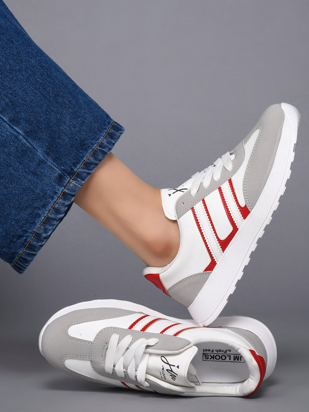 The Urban Stripe Classic Breathable Sneaker with Round Toe & Lace-Up Closure