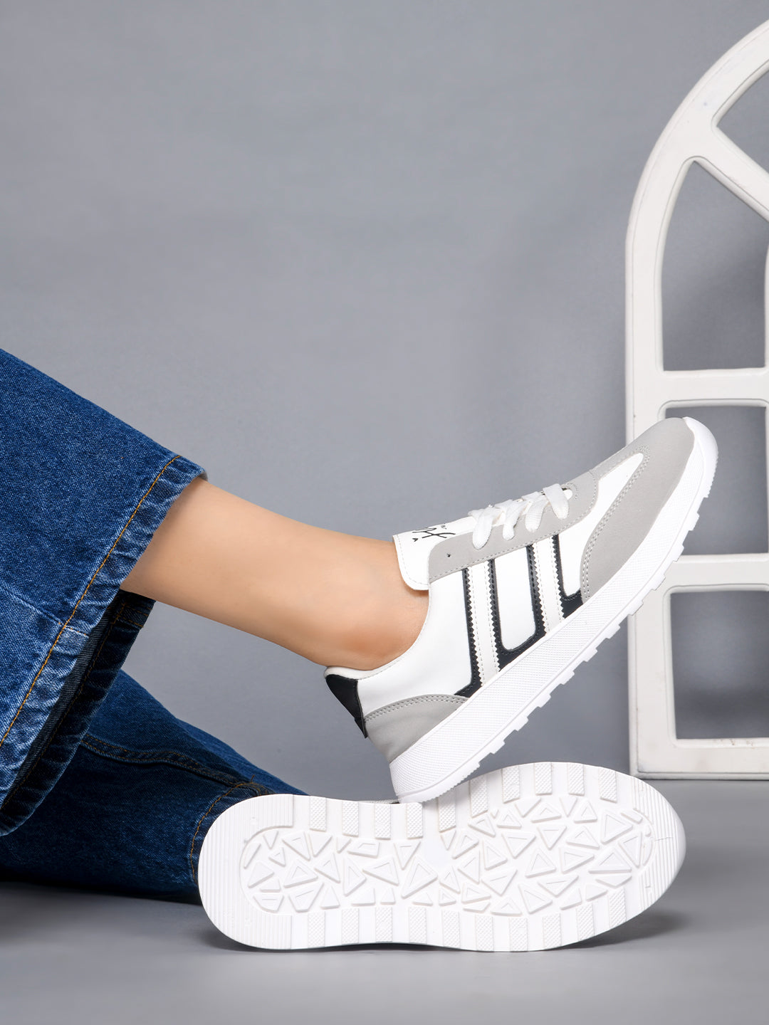 The Urban Stripe Classic Breathable Sneaker with Round Toe & Lace-Up Closure