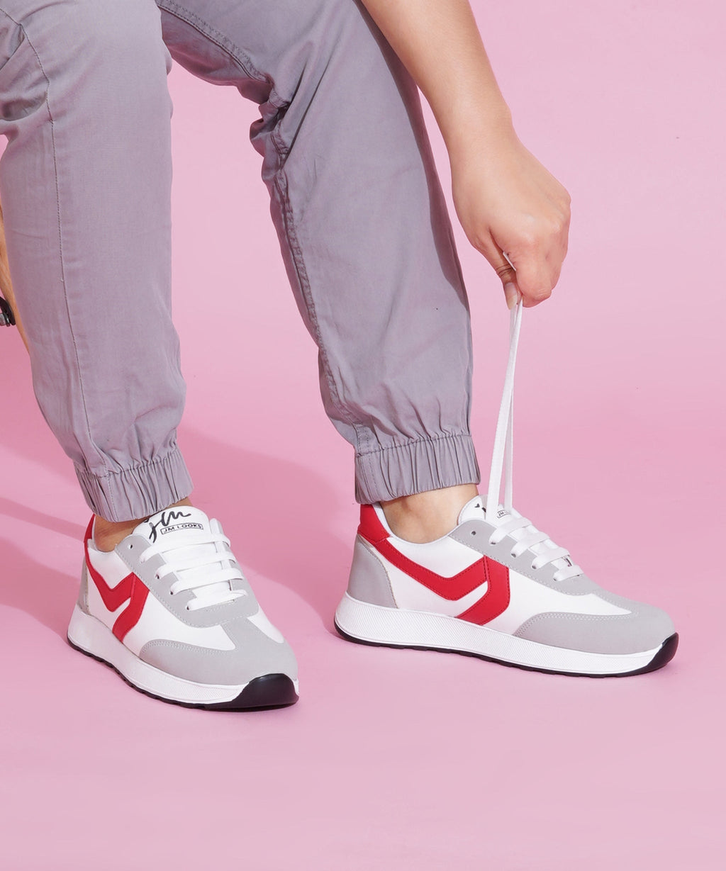 Women’s Casual Lace-Up Sneakers with Contrast Panels