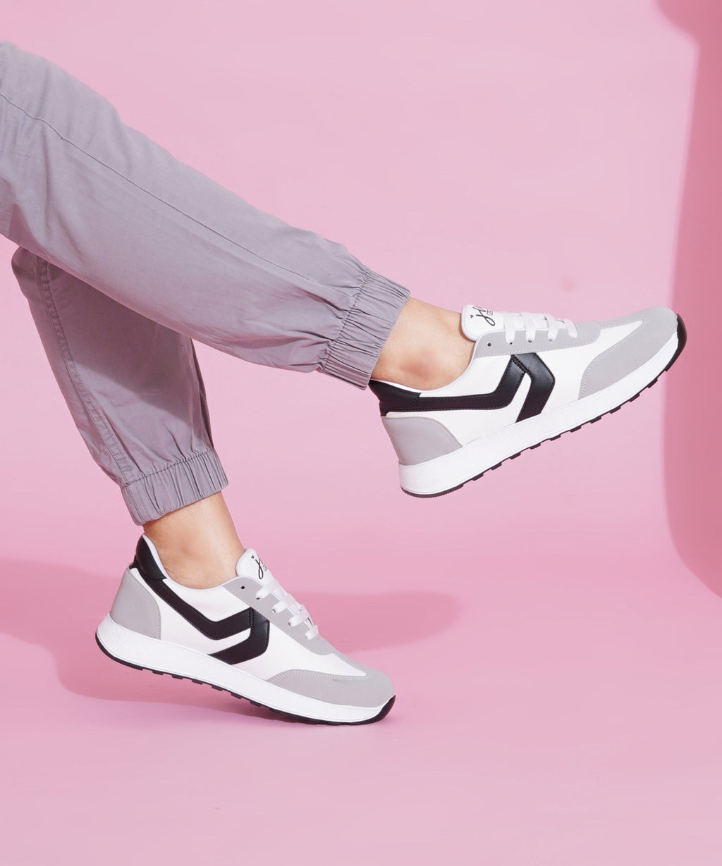 Women’s Casual Lace-Up Sneakers with Contrast Panels
