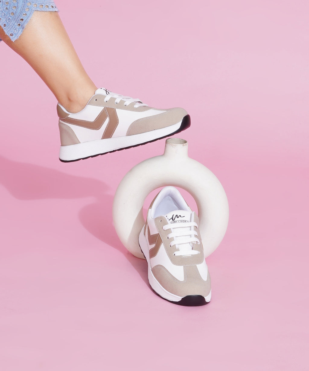 Women’s Casual Lace-Up Sneakers with Contrast Panels