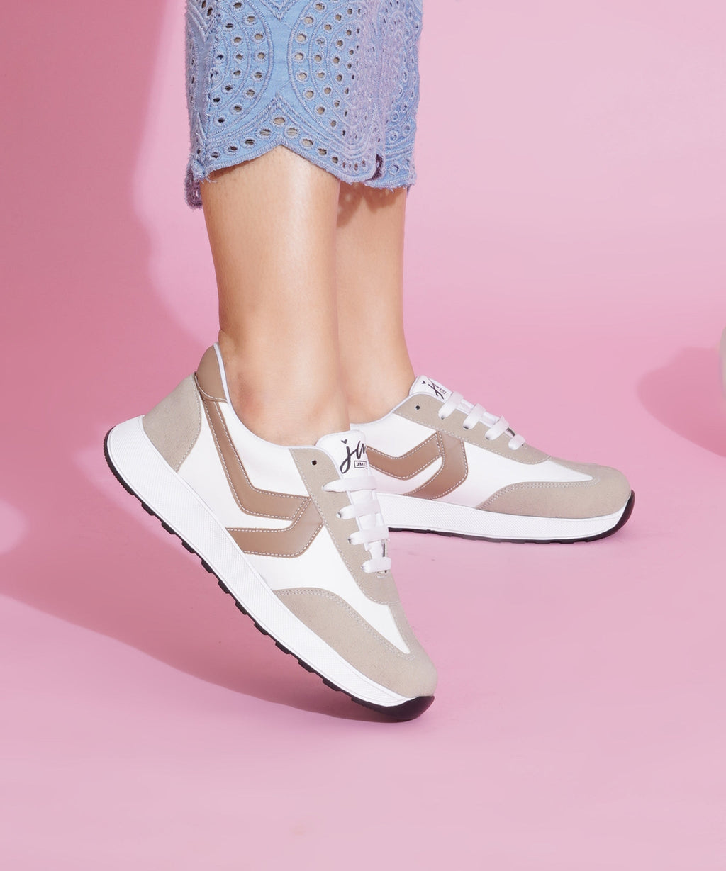 Women’s Casual Lace-Up Sneakers with Contrast Panels