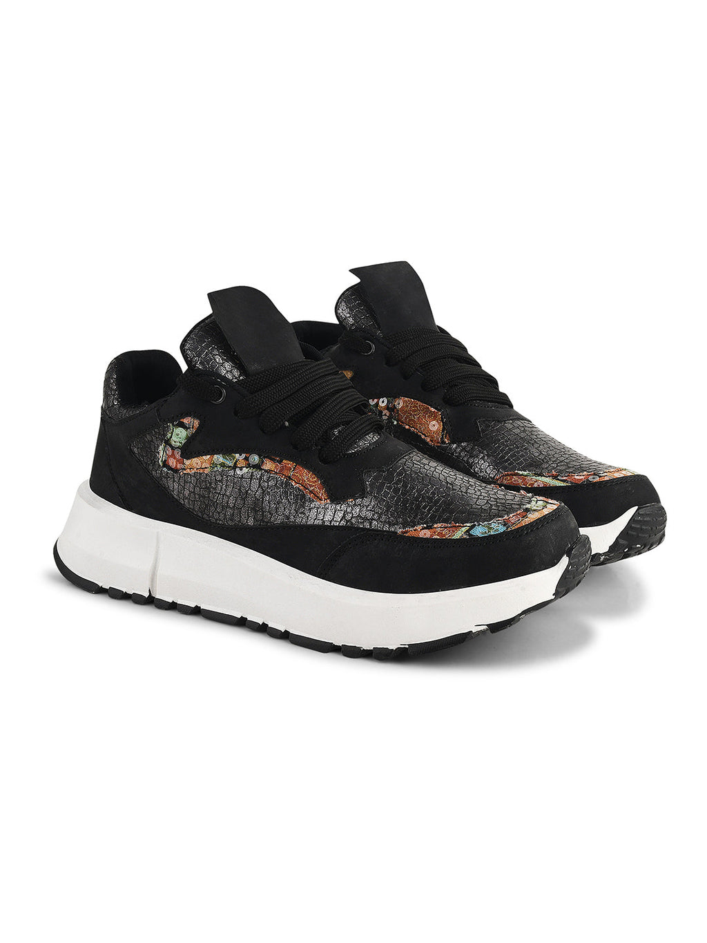 Metallic Mesh Chunky Sneakers For Women