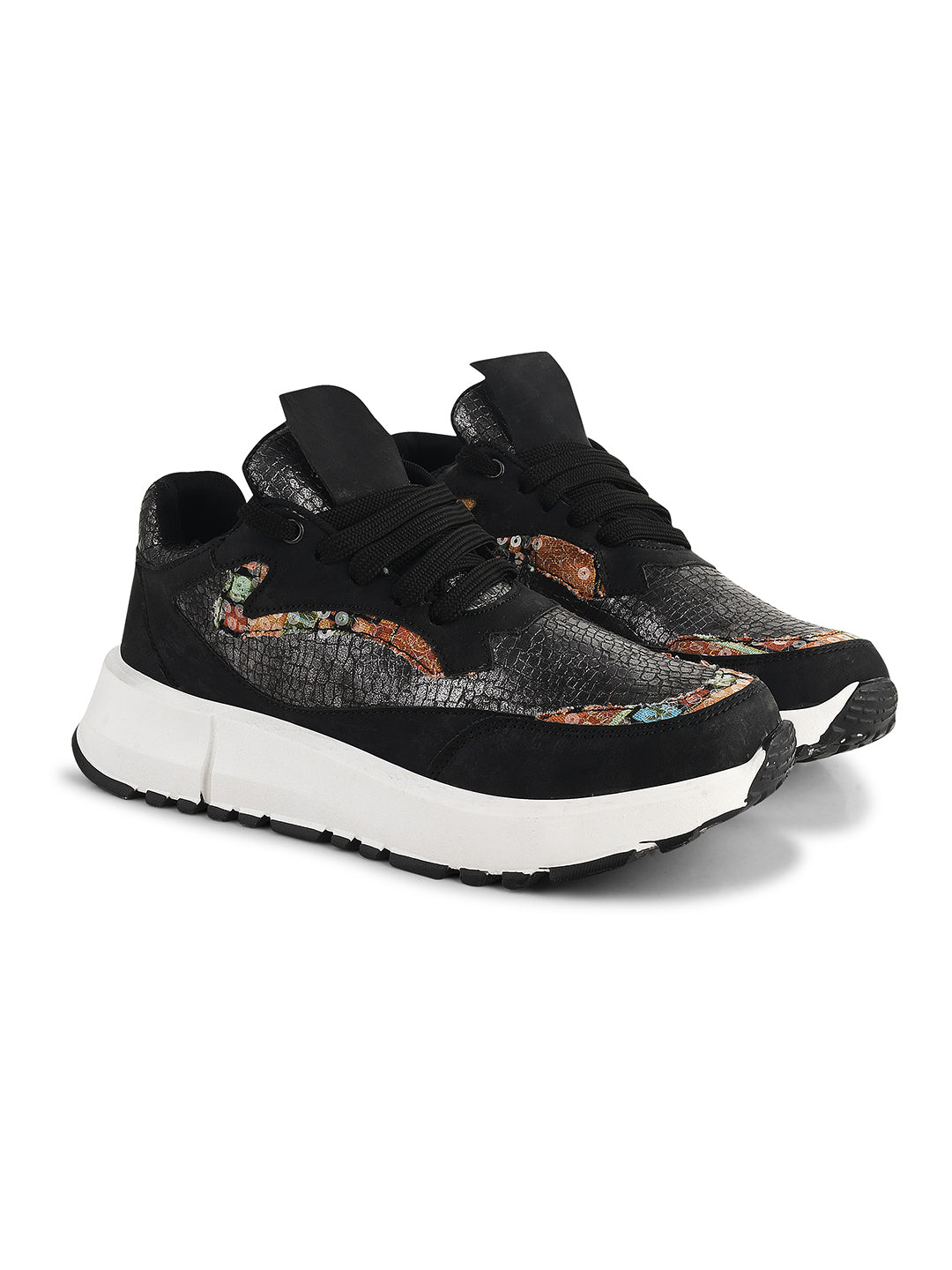 Metallic Mesh Chunky Sneakers For Women