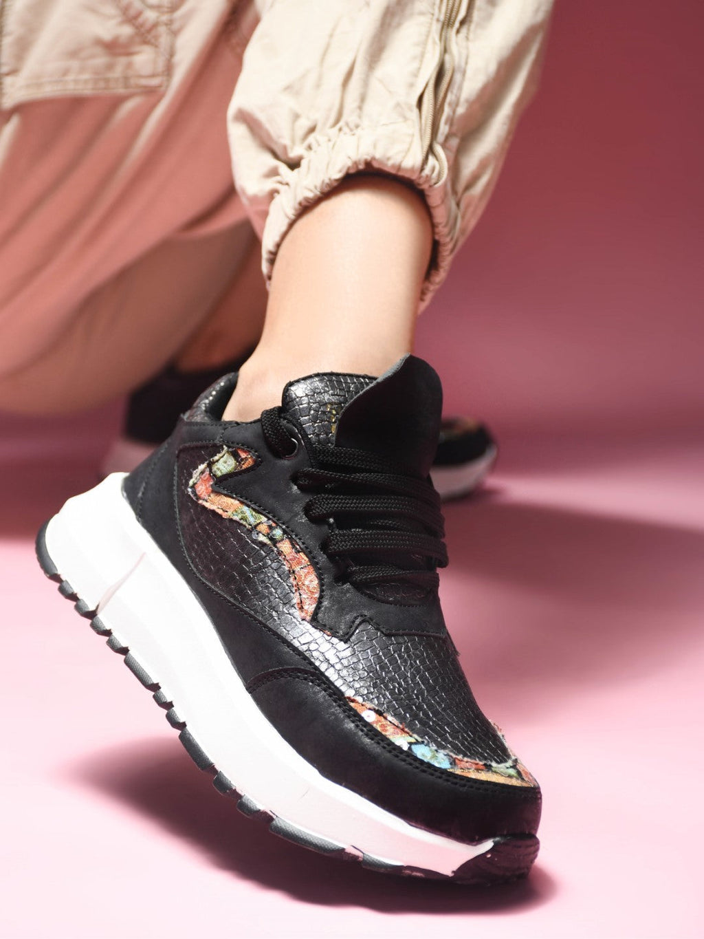 Metallic Mesh Chunky Sneakers For Women