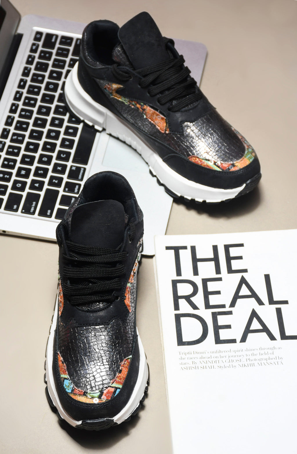 Metallic Mesh Chunky Sneakers For Women