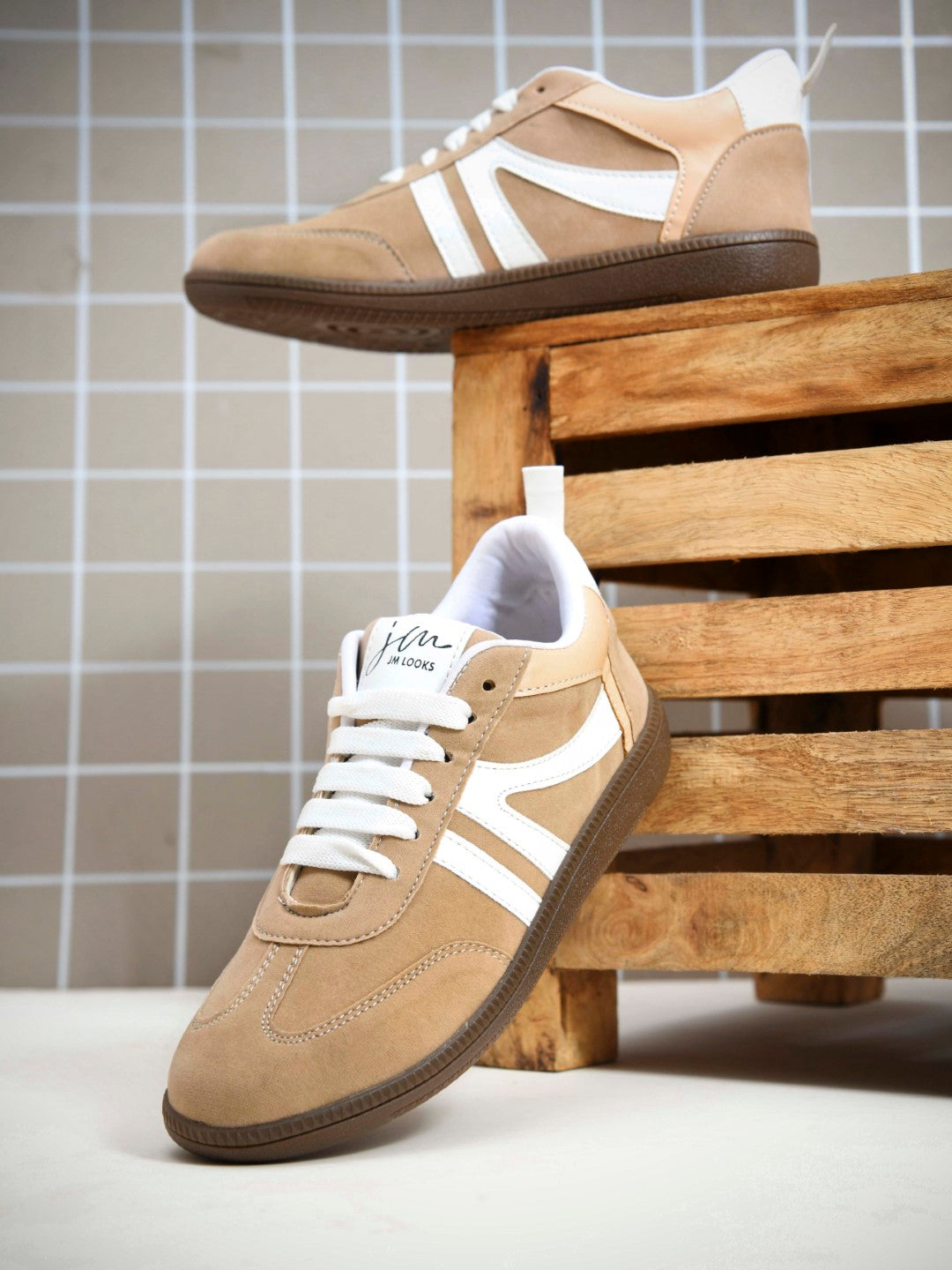 JM Looks Retro Stripe Suede Sneakers