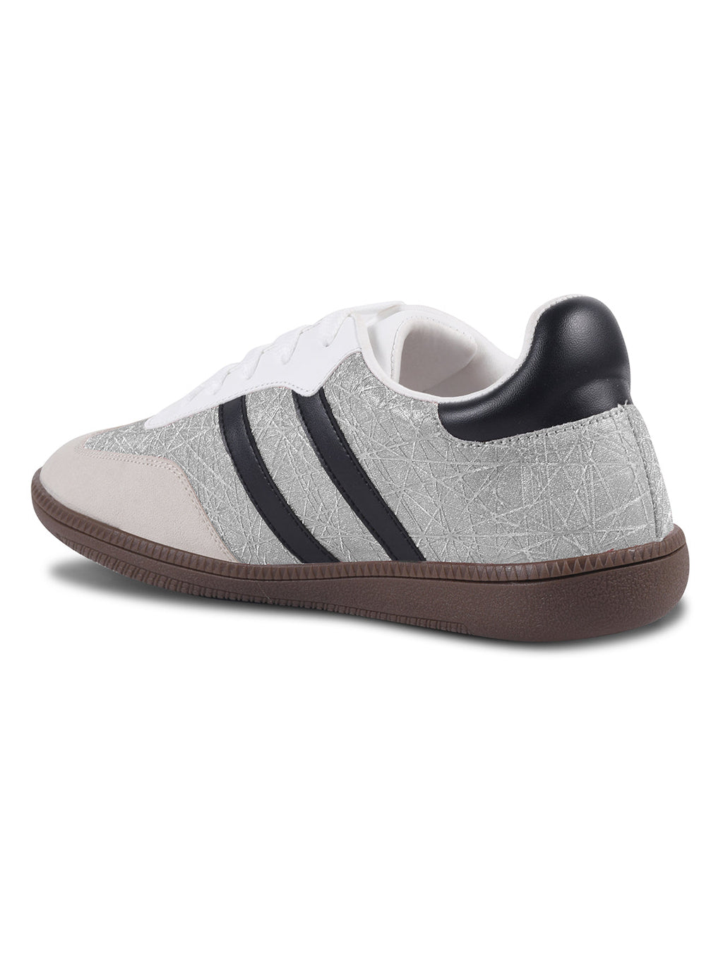 JM Looks Casual Lace-Up Sneakers with Contrasting Stripes