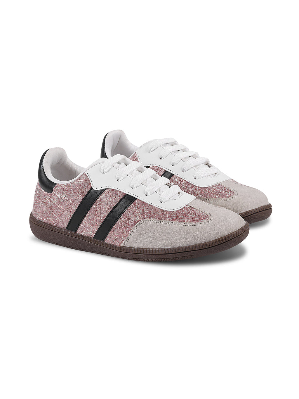 JM Looks Casual Lace-Up Sneakers with Contrasting Stripes