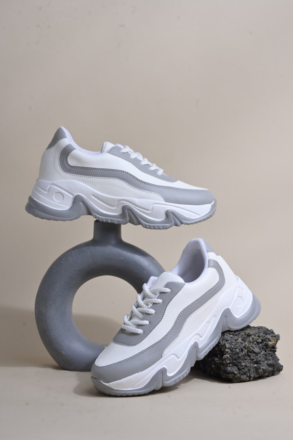 Jm Looks chunky sole sneakers with distinct paneling  Black White