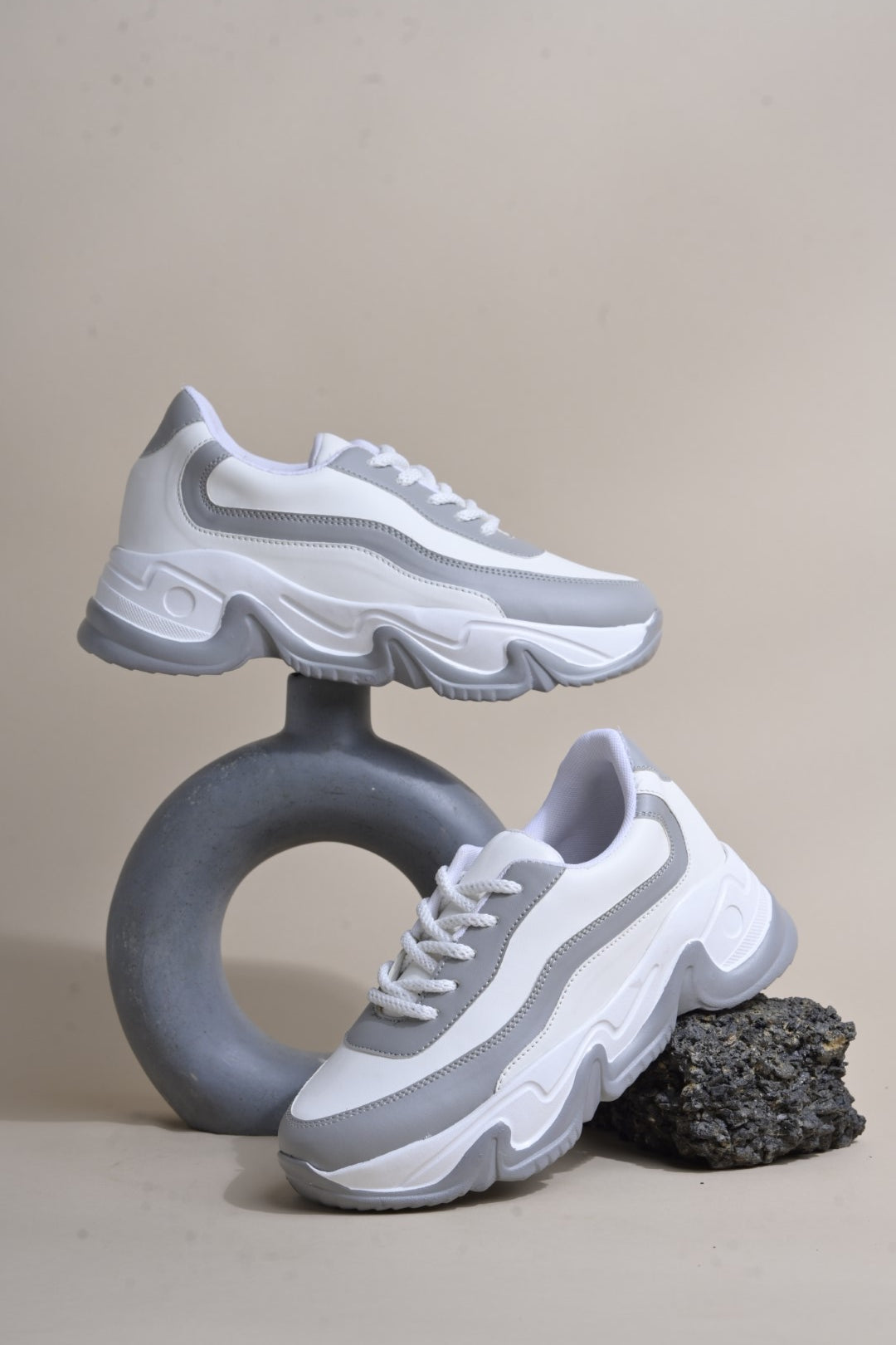 Jm Looks chunky sole sneakers with distinct paneling  Black White
