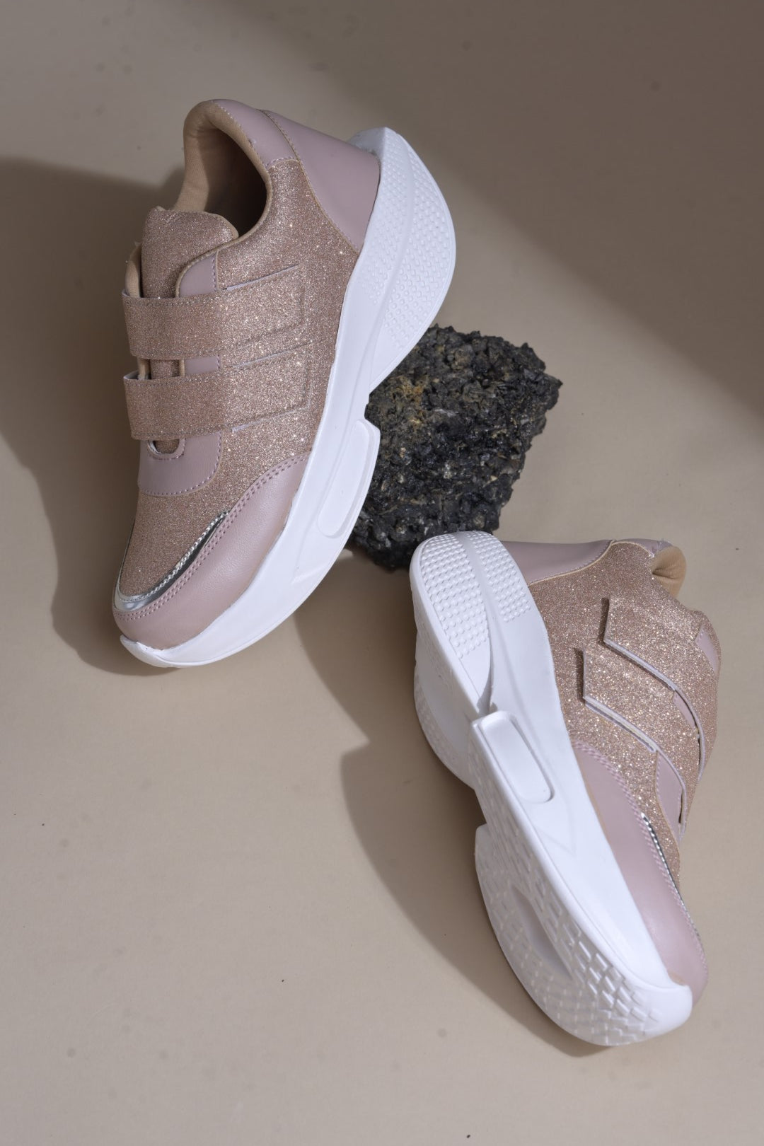 Jm Looks Glitter Strap Velcro Sneakers