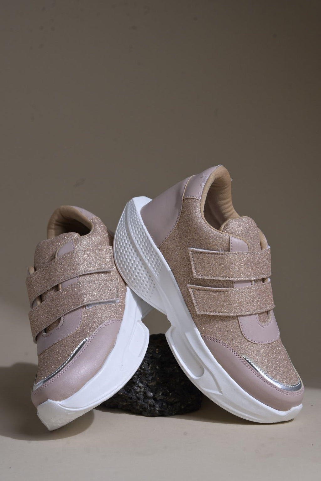 Jm Looks Glitter Strap Velcro Sneakers