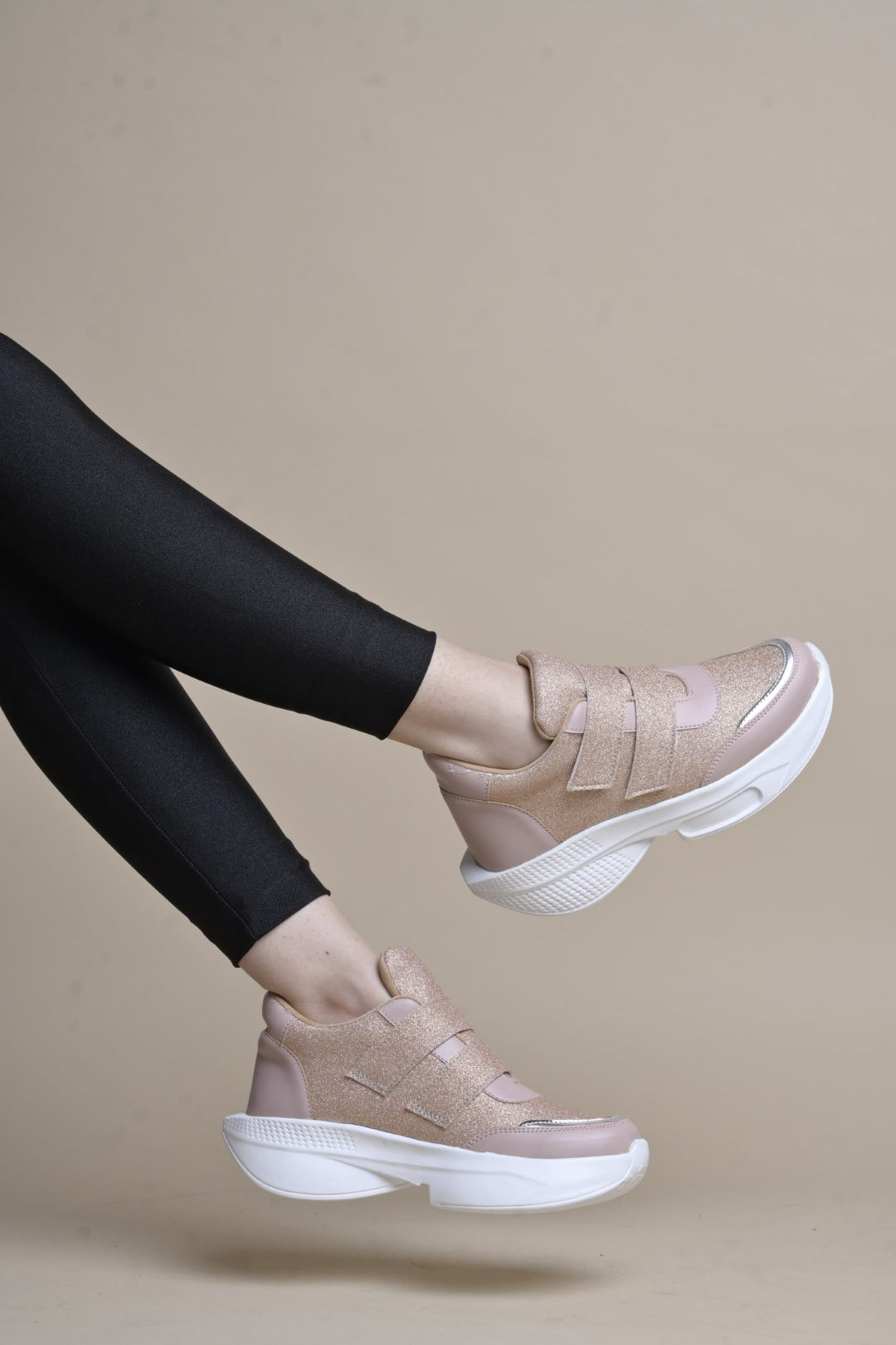 Jm Looks Glitter Strap Velcro Sneakers