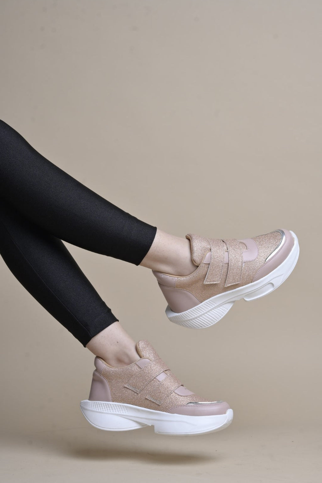Jm Looks Glitter Strap Velcro Sneakers