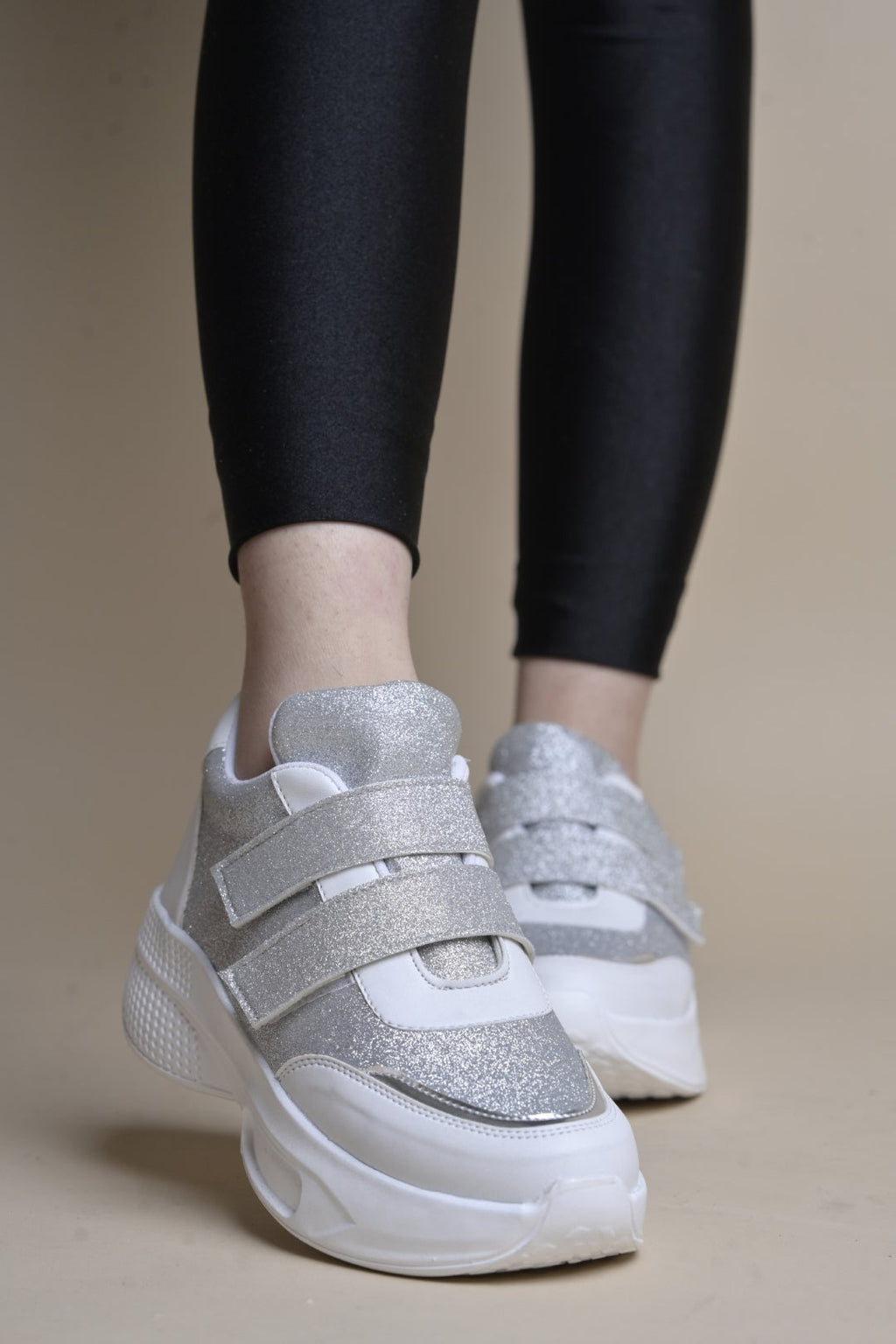 Jm Looks Glitter Strap Velcro Sneakers