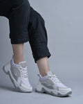 Jm Looks glitter panel chunky sole sneakers  White