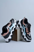 Jm Looks trendy chunky sole sneakers with wavy design elements  Black