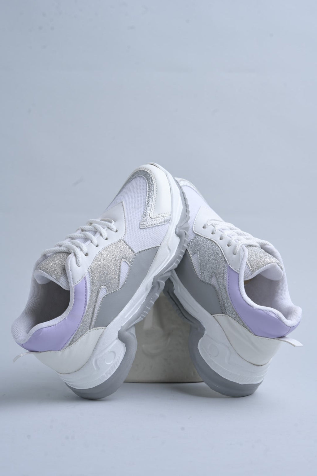 Jm Looks Glitter & Mesh Chunky Sole Sneakers