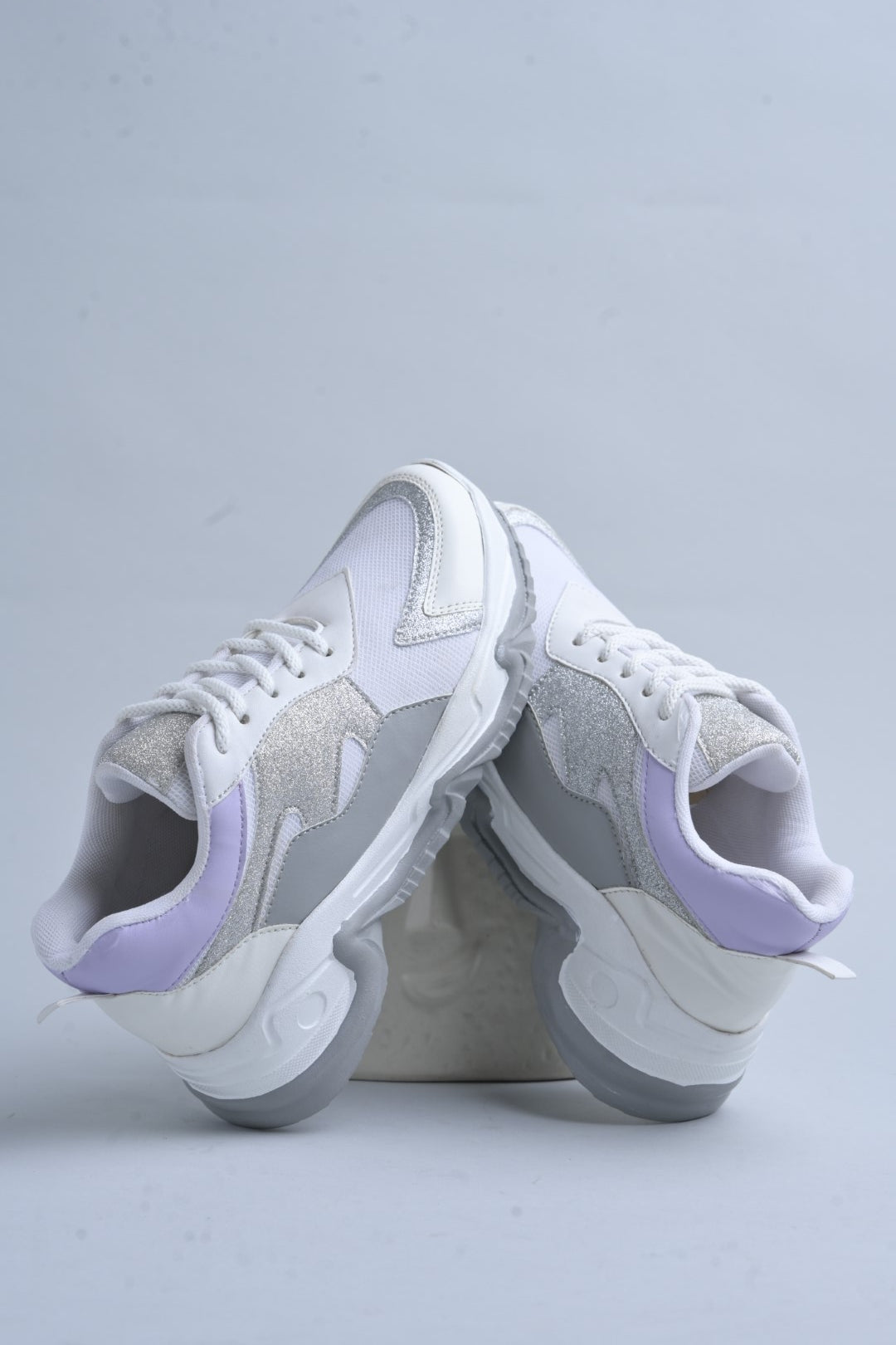 Jm Looks Glitter & Mesh Chunky Sole Sneakers