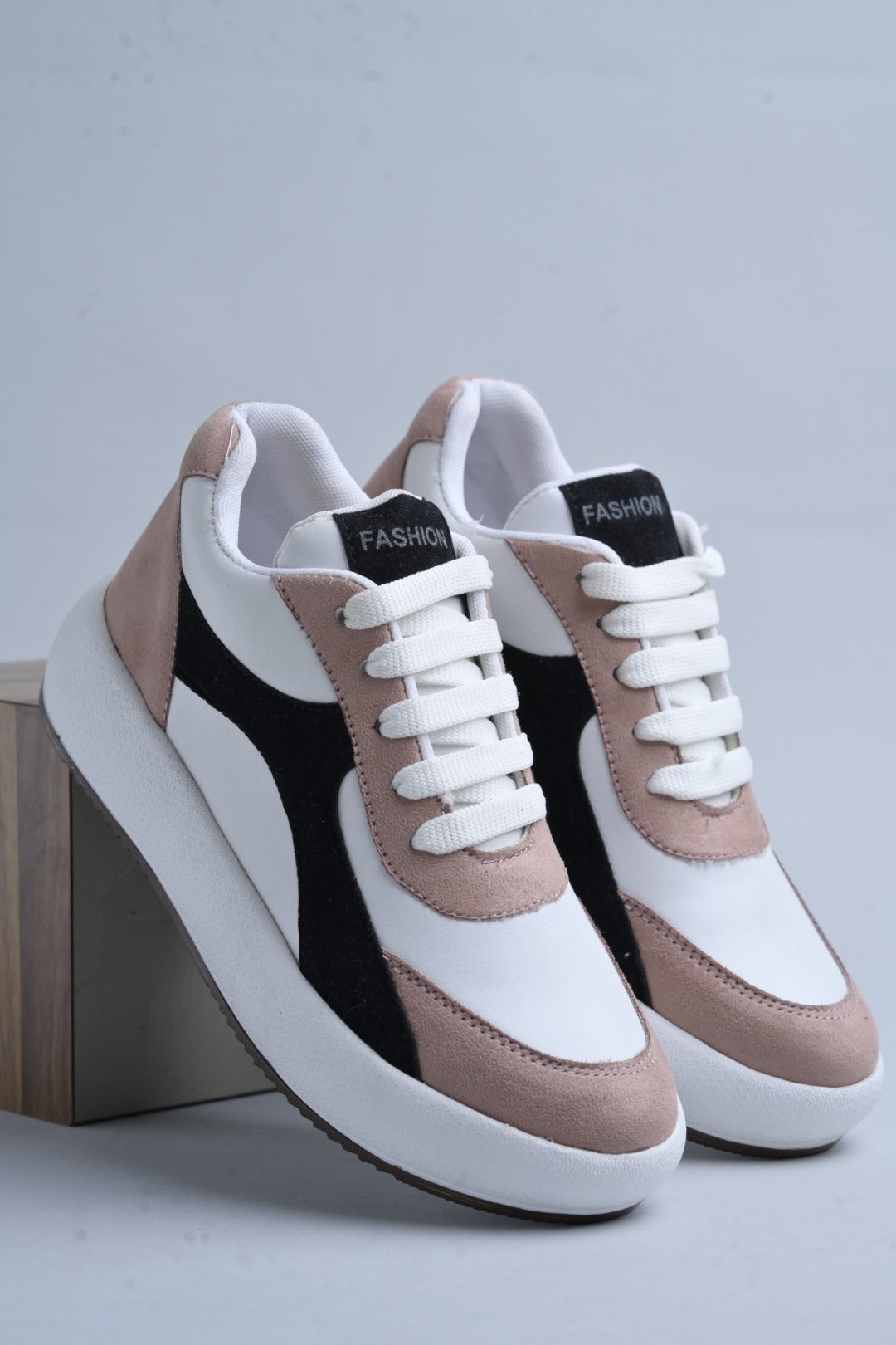 Jm Looks stylish comfort sneakers with contrasting panels and white laces  Pink