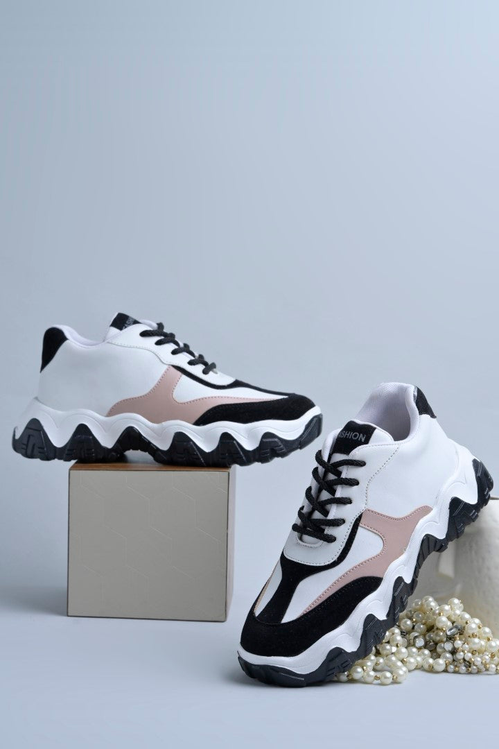 Jm Looks stylish wavy sole sneakers with dynamic paneling  Black