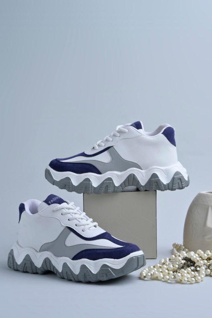 Jm Looks Stylish Wavy Sole Sneakers for Women & Girls Grey