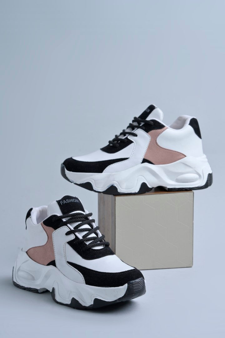 Jm Looks sporty wavy sole sneakers with contrasting panels  Black