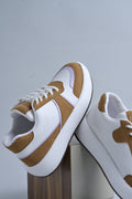 Jm Looks modern platform sneakers with contrasting panels and white laces  Tan