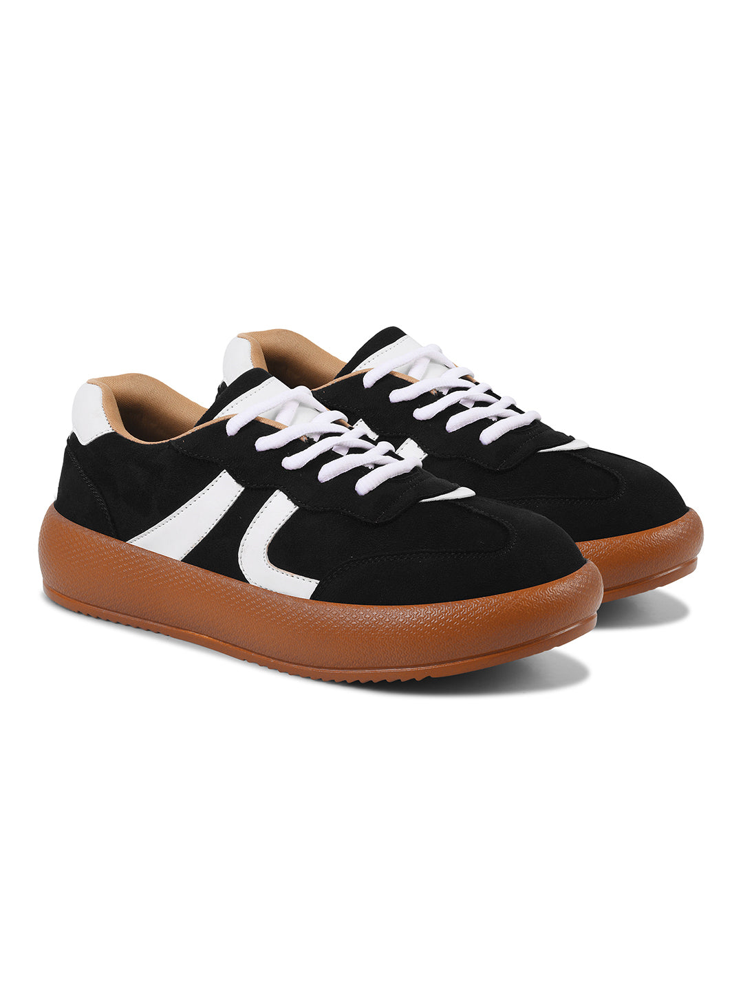 Suede lace up sneakers with cushioned sole