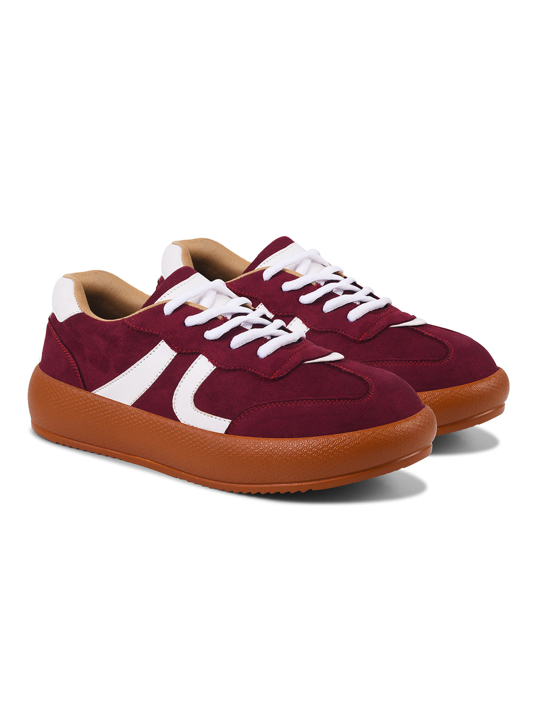 Suede lace up sneakers with cushioned sole