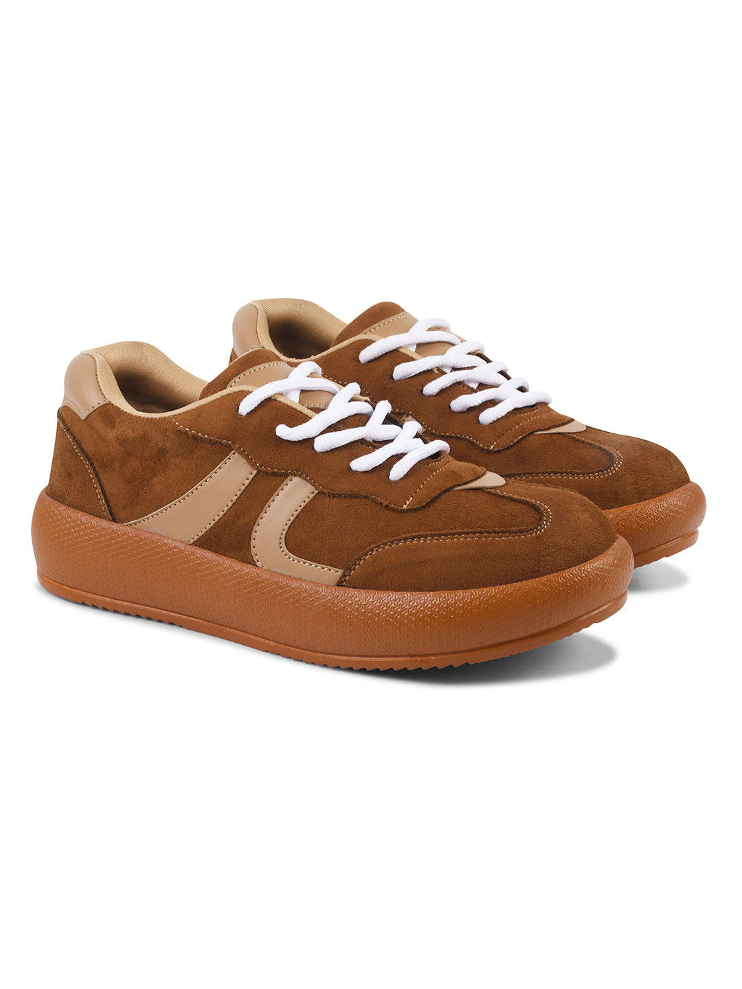 Suede lace up sneakers with cushioned sole