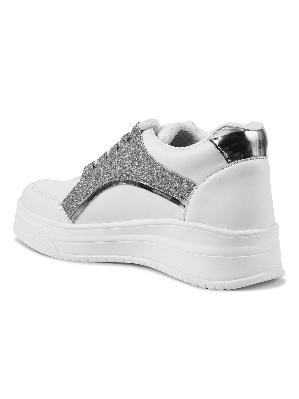 JM Looks Chunky Platform Sneaker with Glitter Accent and Lace-Up Style