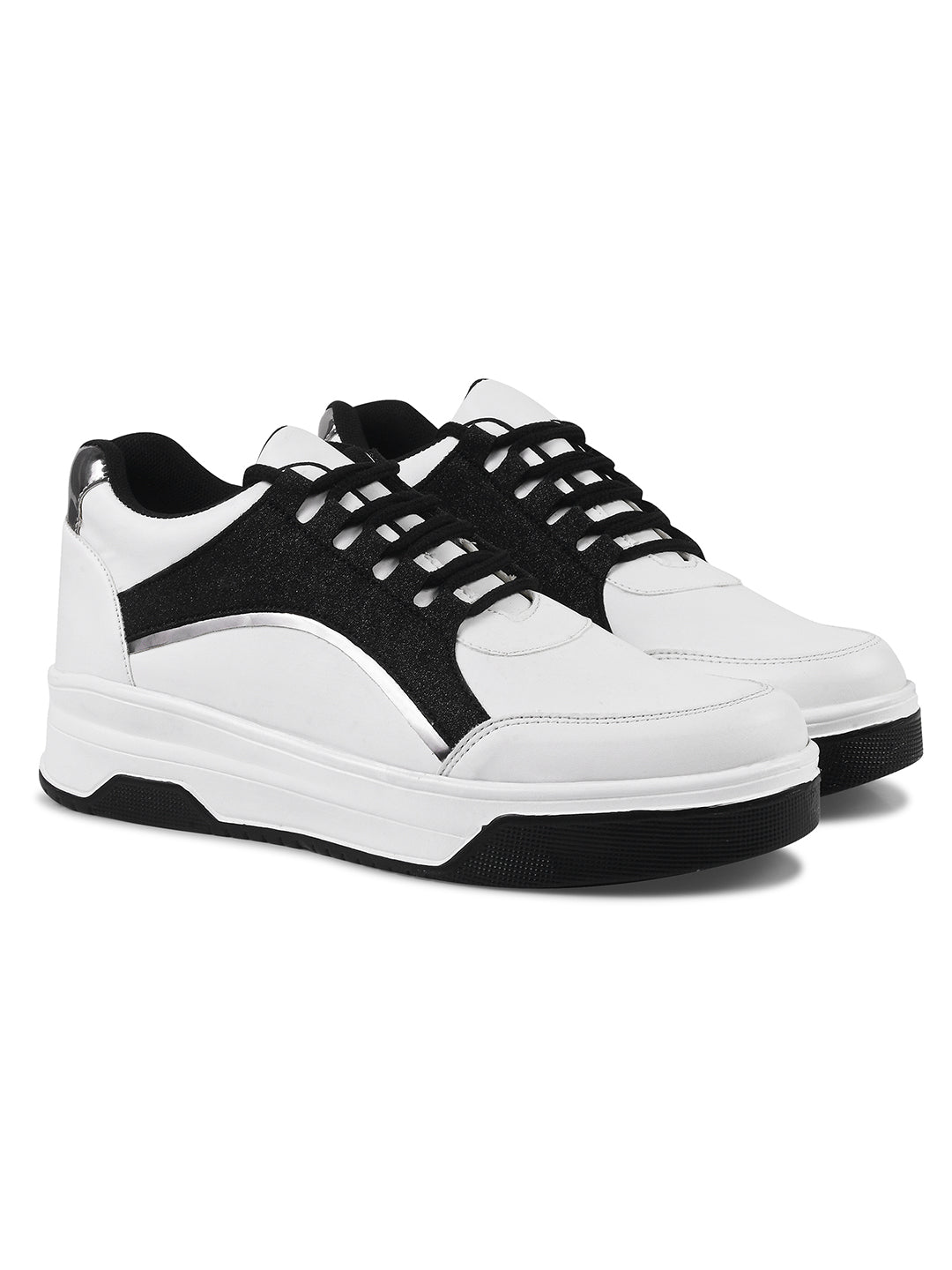 JM Looks Chunky Platform Sneaker with Glitter Accent and Lace-Up Style