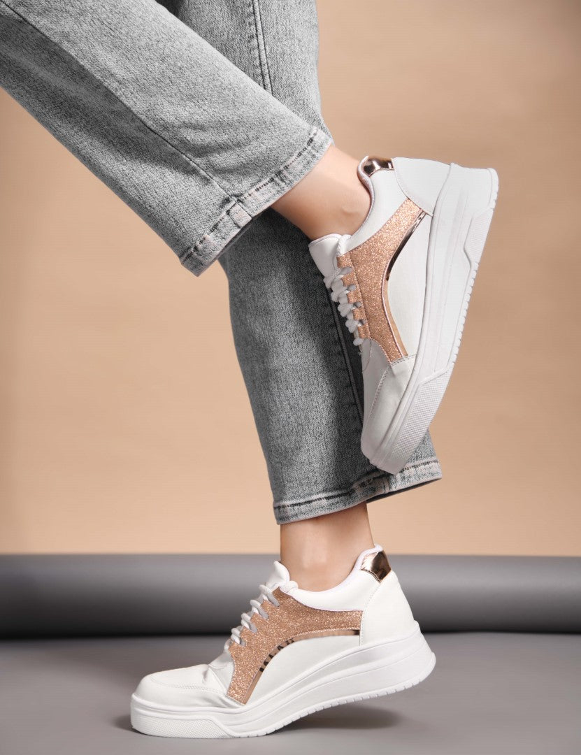 Jm Looks Glitter Panel Fashion Sneakers