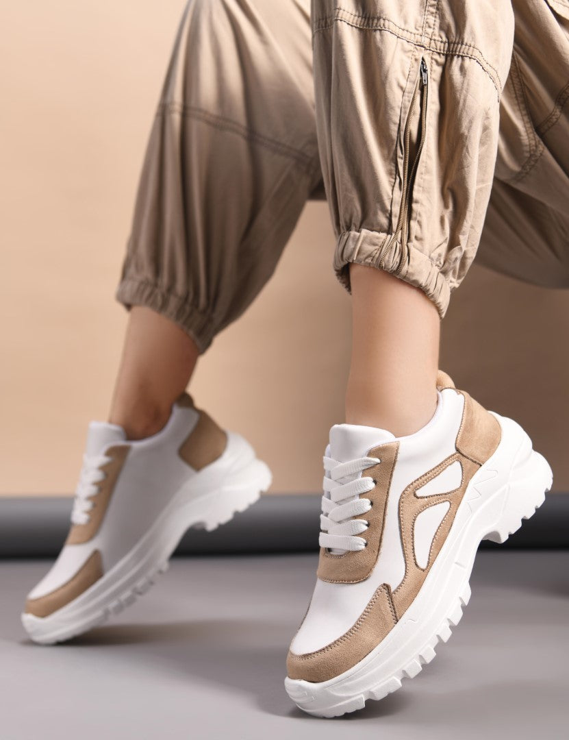 Chunky Platform Sneakers for Women & Girls, Lace-Up Casual Shoes