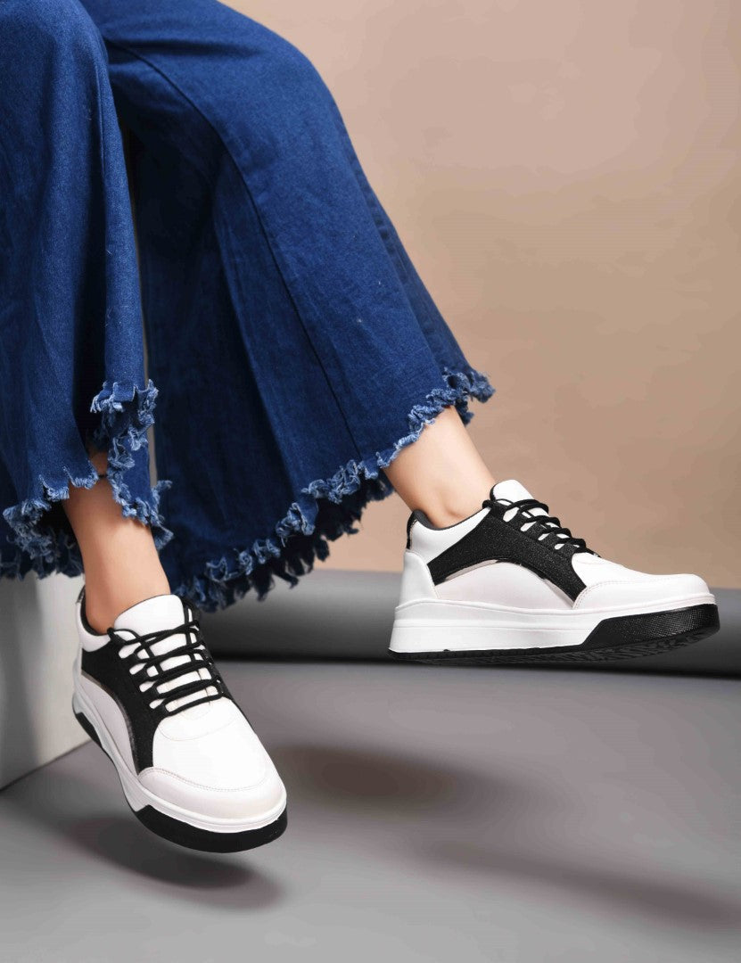 Jm Looks Glitter Panel Fashion Sneakers