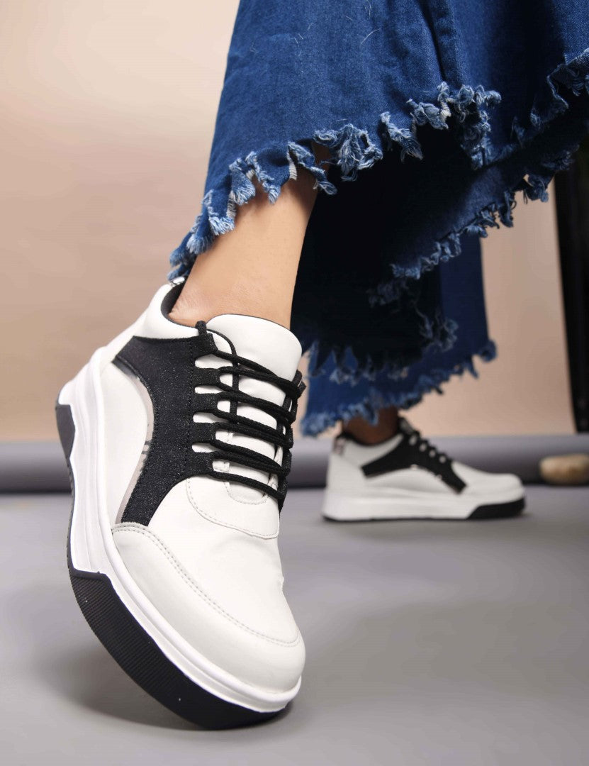 Jm Looks Glitter Panel Fashion Sneakers