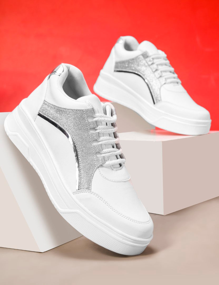 Jm Looks Glitter Panel Fashion Sneakers