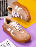 Retro-style sneakers for women and girls by Jm Looks with bold design Beige