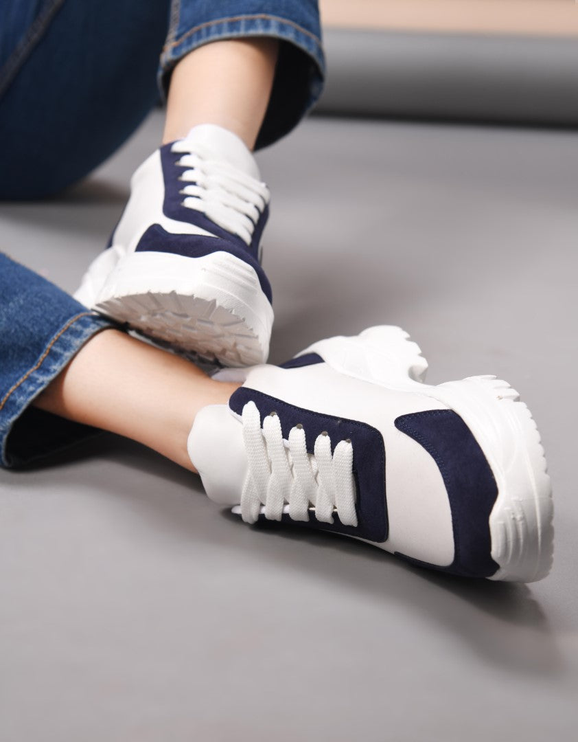 Chunky Platform Sneakers for Women & Girls, Lace-Up Casual Shoes