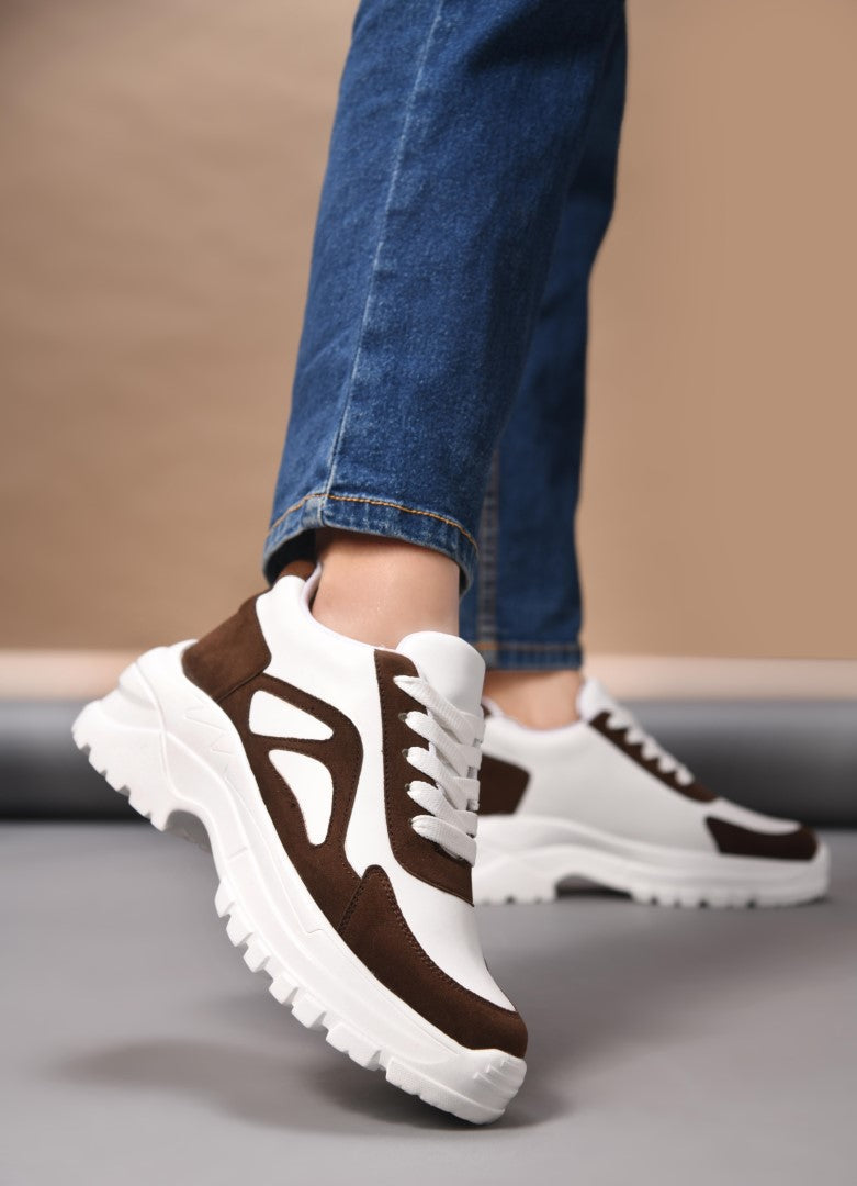 Chunky Platform Sneakers for Women & Girls, Lace-Up Casual Shoes