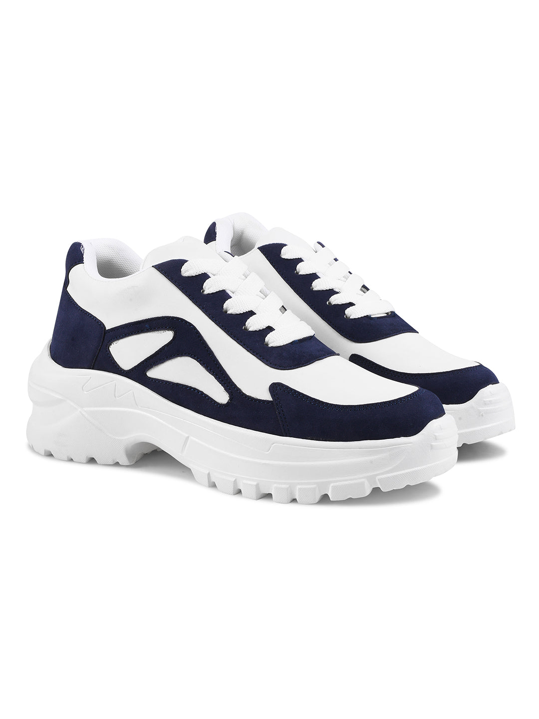 Chunky Platform Sneakers for Women & Girls, Lace-Up Casual Shoes