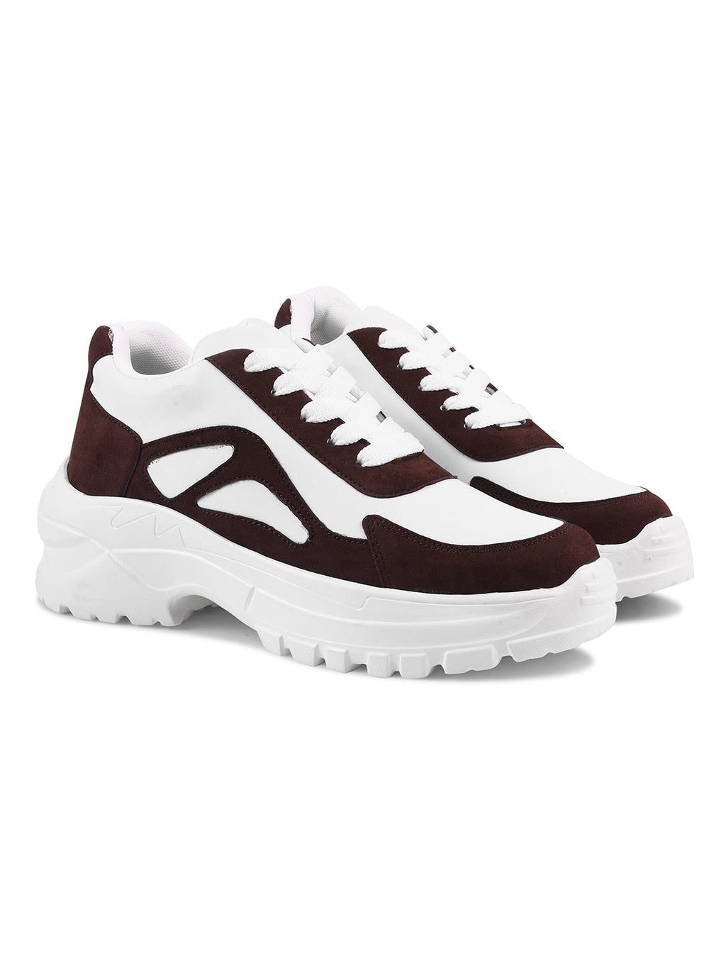 Chunky Platform Sneakers for Women & Girls, Lace-Up Casual Shoes