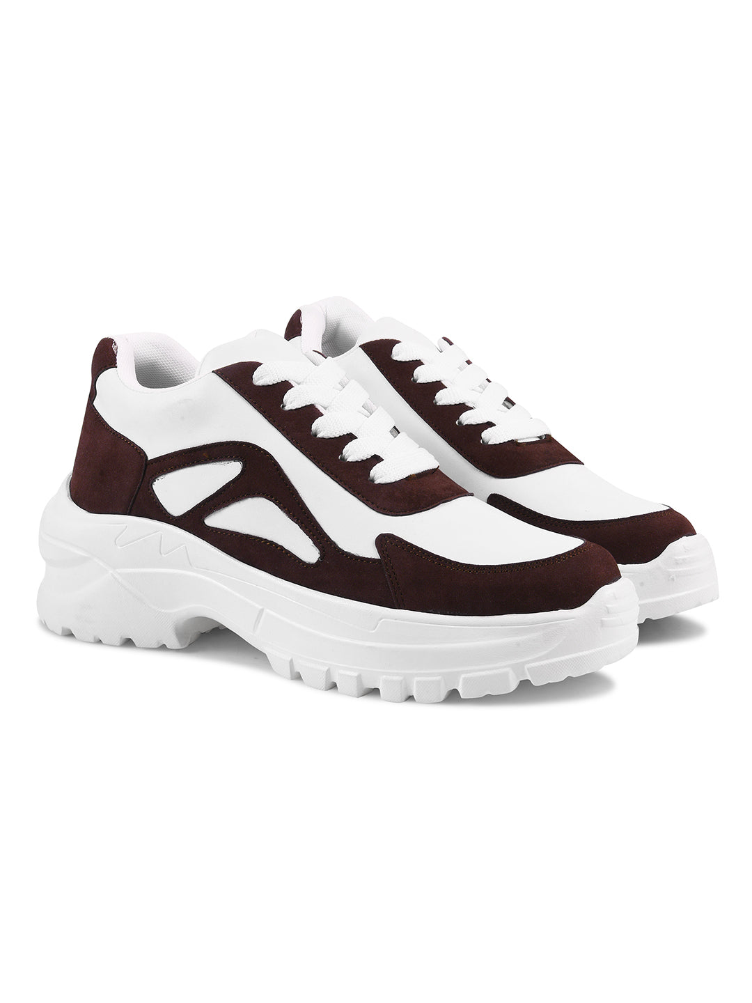Chunky Platform Sneakers for Women & Girls, Lace-Up Casual Shoes