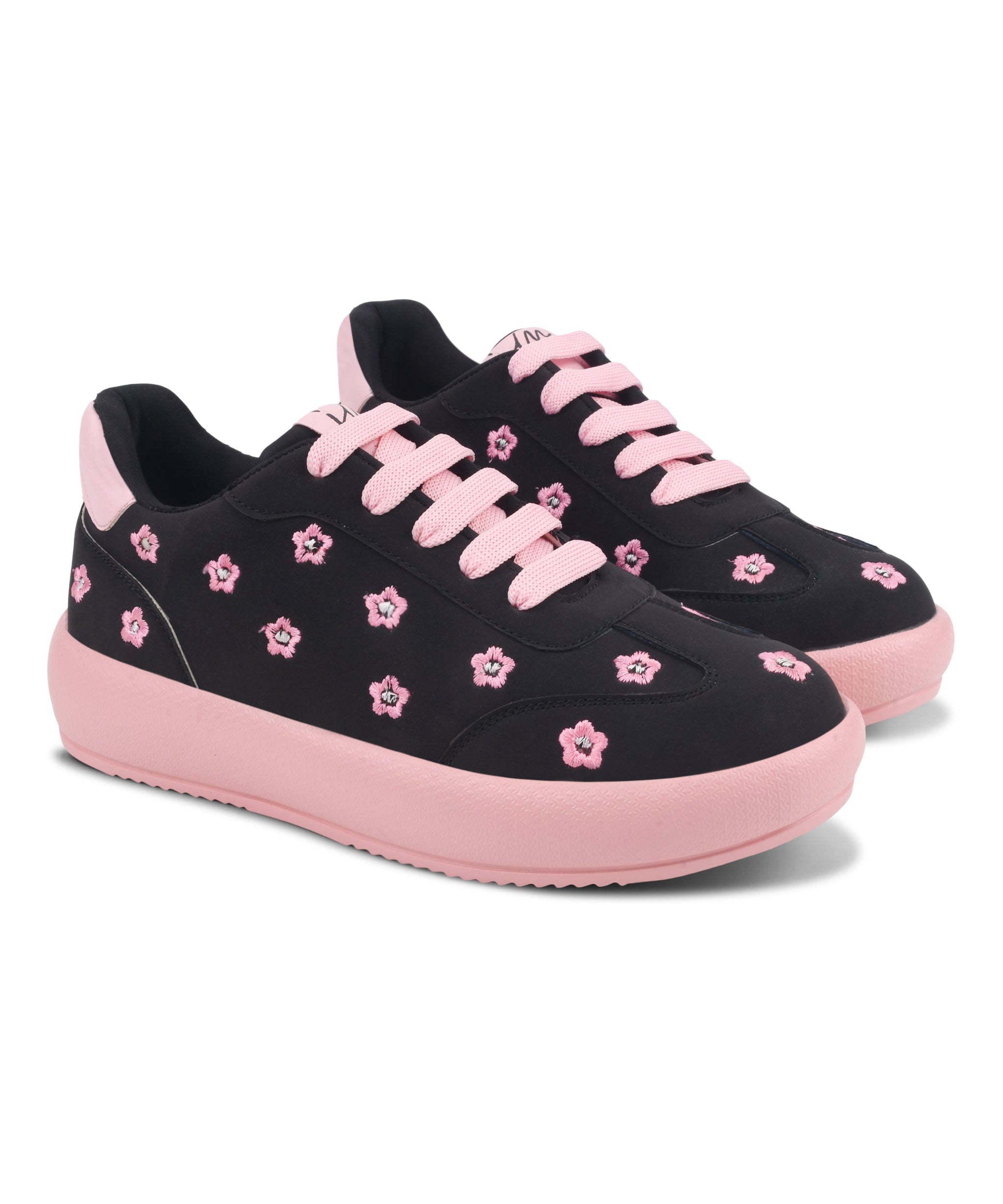 Suede Flower Printed Low-Top Sneakers