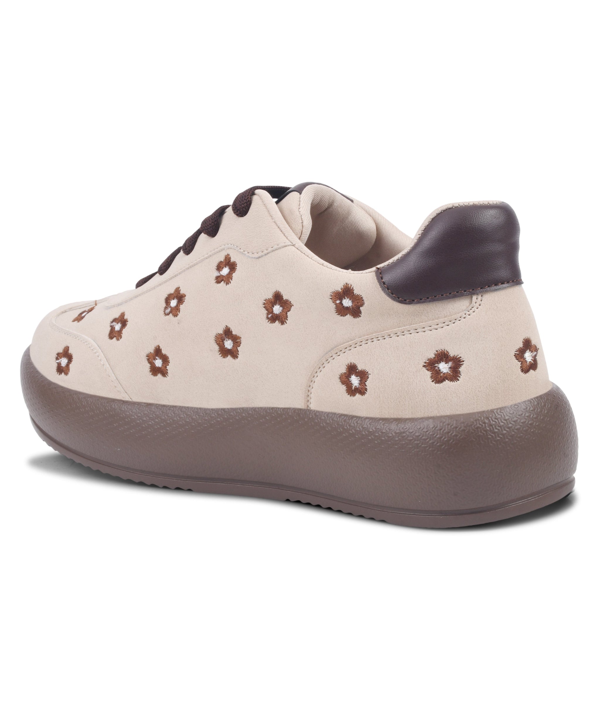 Suede Flower Printed Low-Top Sneakers