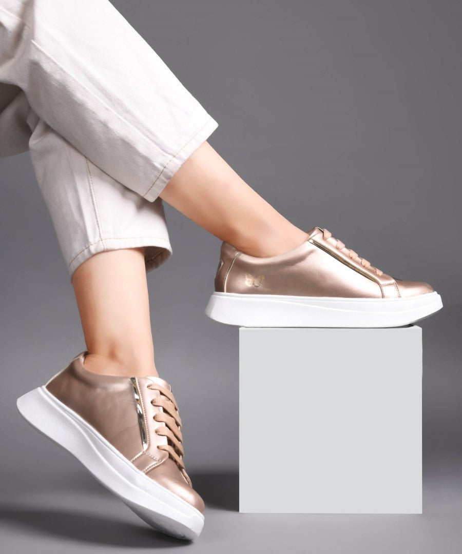 Metallic Sneakers for Women | Lace-Up Chunky Sole - JM Looks