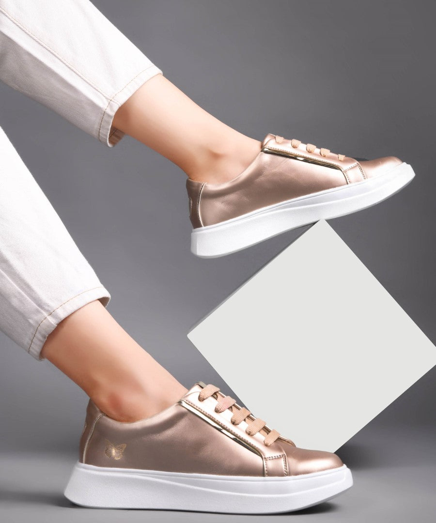 Metallic Sneakers for Women | Lace-Up Chunky Sole - JM Looks